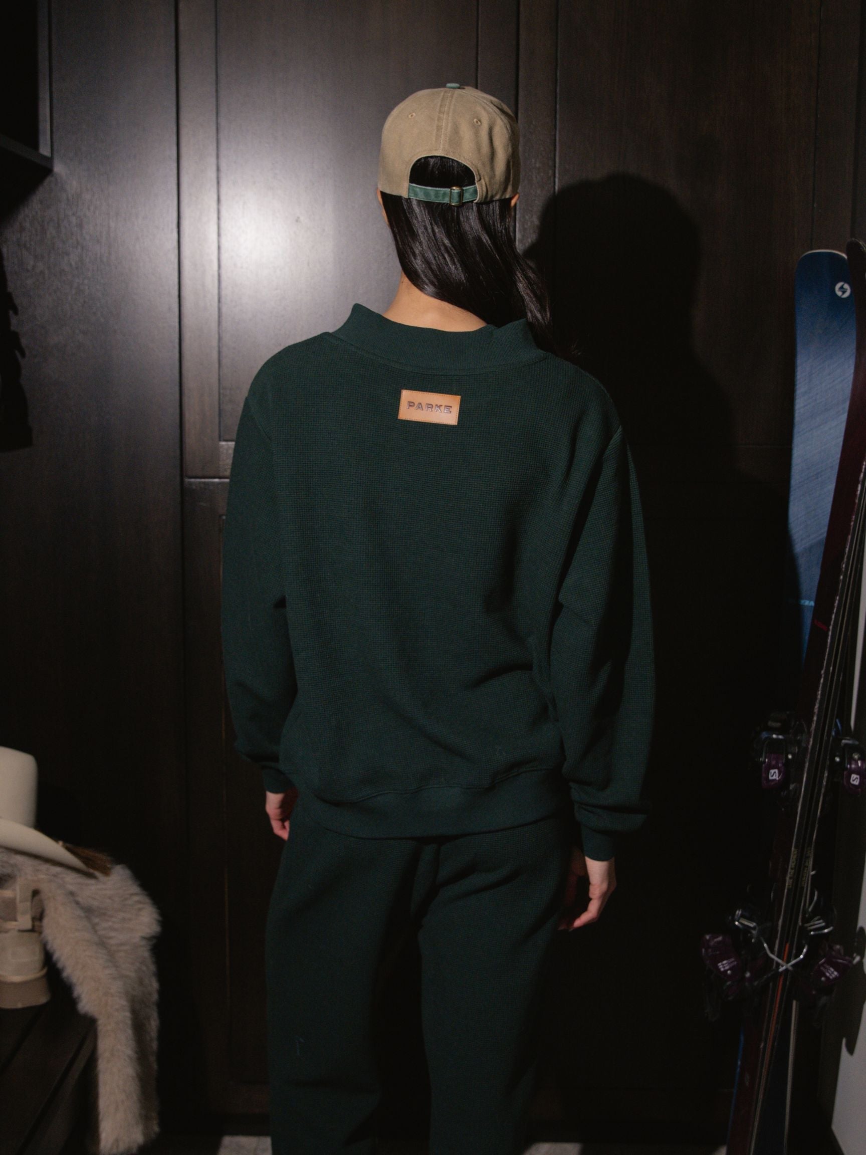 Waffle Mockneck Pullover - Forest
